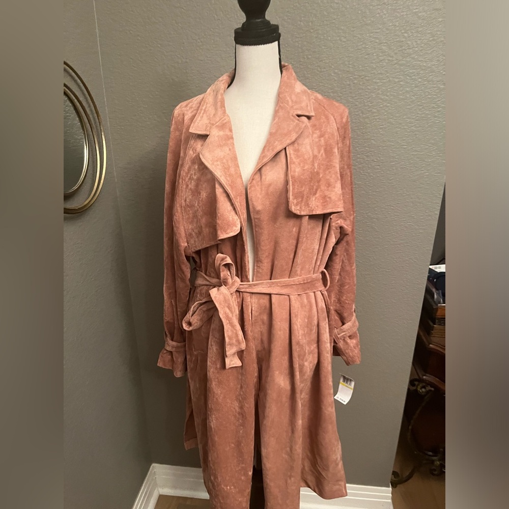 NWT OAT New York Faux Suede Trench Coat